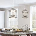 Loby Farmhouse Solid Wood Drum Chandelier 4-light Dimmable Candle Pendant Lights for Entryway - D16  xH22.5 