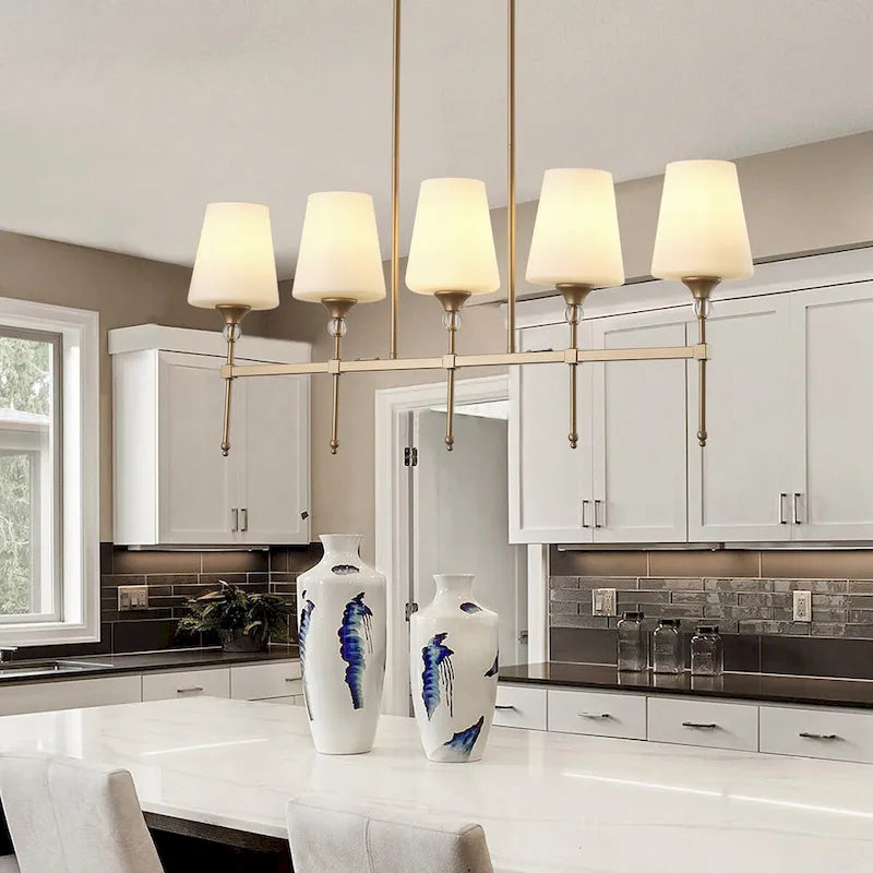 5-Lights Modern Linear Creative Kitchen Island Lights - 38.6 D9.8 W85.3 H (Adjustable)
