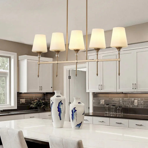 5-Lights Modern Linear Creative Kitchen Island Lights - 38.6 D9.8 W85.3 H (Adjustable)