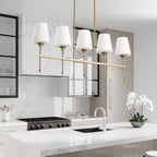 Luminaires modernes et linéaires à 5 lumières pour îlot de cuisine - 38,6 cm P 9,8 cm L 85,3 cm H (réglable)