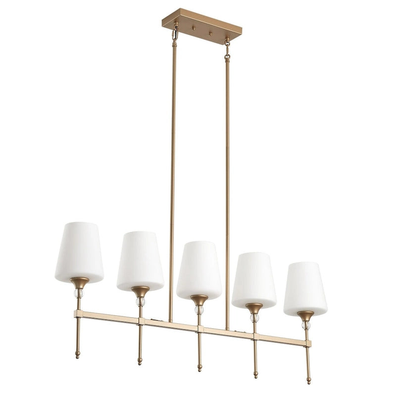 Luminaires modernes et linéaires à 5 lumières pour îlot de cuisine - 38,6 cm P 9,8 cm L 85,3 cm H (réglable)