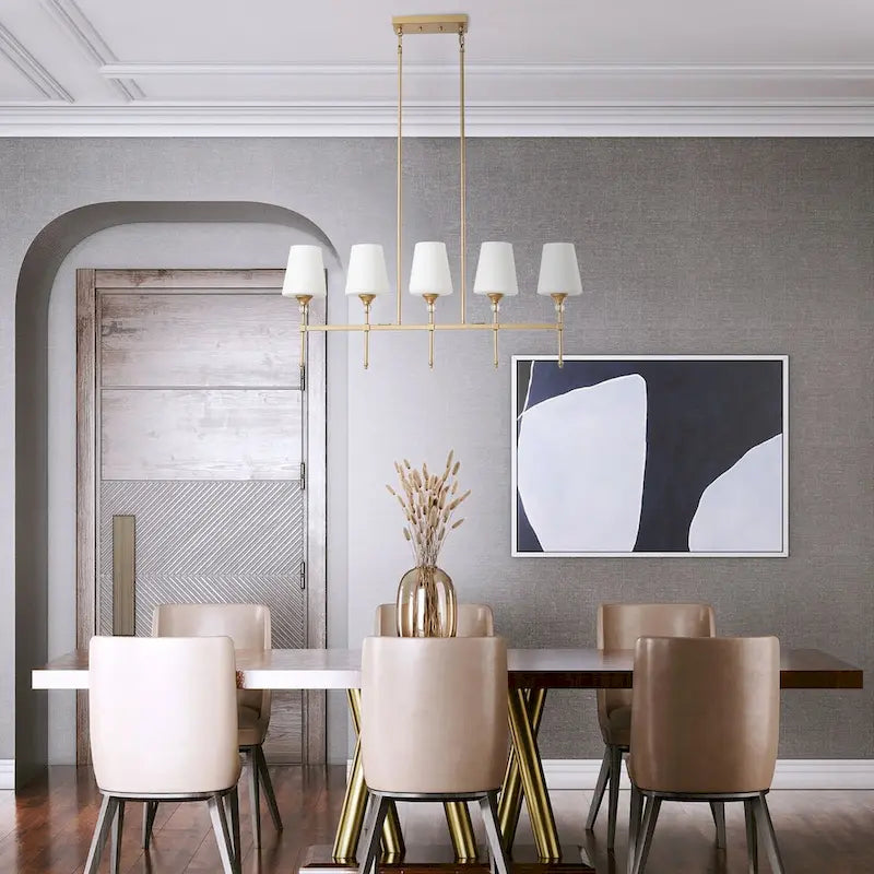 Luminaires modernes et linéaires à 5 lumières pour îlot de cuisine - 38,6 cm P 9,8 cm L 85,3 cm H (réglable)