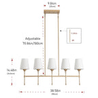 Luminaires modernes et linéaires à 5 lumières pour îlot de cuisine - 38,6 cm P 9,8 cm L 85,3 cm H (réglable)