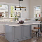 Lustre linéaire rustique à 3 lumières en verre transparent, style ferme, idéal pour une salle à manger.