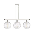 Luminaire suspendu îlot Athènes Water Glass à 3 lumières et 37 tiges, inspiré des innovations en matière d'éclairage.