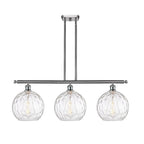 Luminaire suspendu îlot Athènes Water Glass à 3 lumières et 37 tiges, inspiré des innovations en matière d'éclairage.