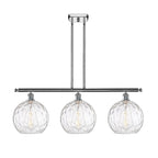 Luminaire suspendu îlot Athènes Water Glass à 3 lumières et 37 tiges, inspiré des innovations en matière d'éclairage.