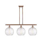 Luminaire suspendu îlot Athènes Water Glass à 3 lumières et 37 tiges, inspiré des innovations en matière d'éclairage.