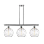 Luminaire suspendu îlot Athènes Water Glass à 3 lumières et 37 tiges, inspiré des innovations en matière d'éclairage.