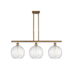 Luminaire suspendu îlot Athènes Water Glass à 3 lumières et 37 tiges, inspiré des innovations en matière d'éclairage.