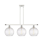 Luminaire suspendu îlot Athènes Water Glass à 3 lumières et 37 tiges, inspiré des innovations en matière d'éclairage.