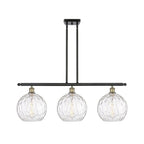 Luminaire suspendu îlot Athènes Water Glass à 3 lumières et 37 tiges, inspiré des innovations en matière d'éclairage.