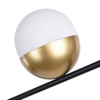 Lustre linéaire minimaliste moderne à 3 lumières avec globe en verre dépoli et abat-jour en laiton noir