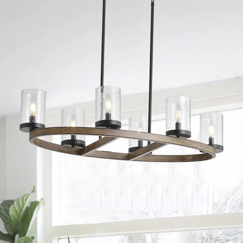 6-Lights Creative Modern Glass Shape Round Dimmable Chandelier - 35.8 D10.2 W72 H (Adjustable)