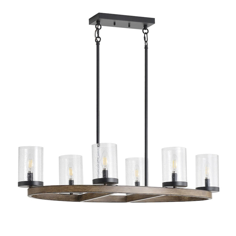 Lustre rond moderne et créatif à 6 lumières en verre, à intensité variable - 35,8 cm P 10,2 cm L 72 cm H (réglable)