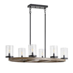 Lustre rond moderne et créatif à 6 lumières en verre, à intensité variable - 35,8 cm P 10,2 cm L 72 cm H (réglable)