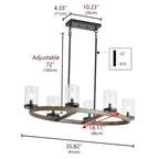 Lustre rond moderne et créatif à 6 lumières en verre, à intensité variable - 35,8 cm P 10,2 cm L 72 cm H (réglable)