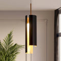 Suspension LED moderne en laiton doré noir à une lumière pour îlot de cuisine - 3 x 3 x 14,3