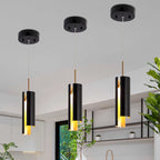 Black While 1-Light Modern Brass Gold LED Pendant Light Fixture for Kitchen Island - 3 x 3 x 14.3