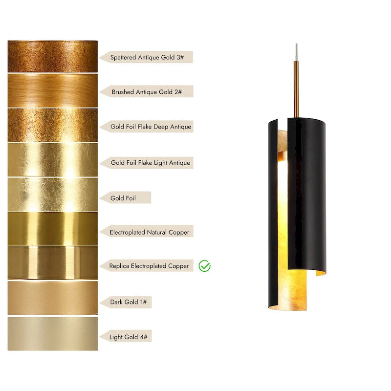 Suspension LED moderne en laiton doré noir à une lumière pour îlot de cuisine - 3 x 3 x 14,3