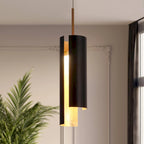 Suspension LED moderne en laiton doré noir à une lumière pour îlot de cuisine - 3 x 3 x 14,3