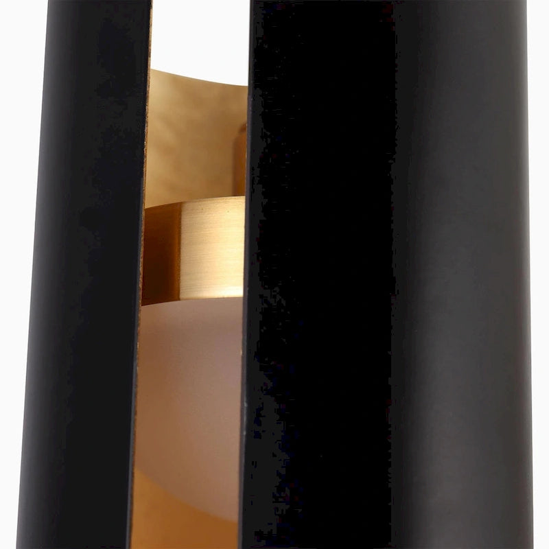 Suspension LED moderne en laiton doré noir à une lumière pour îlot de cuisine - 3 x 3 x 14,3