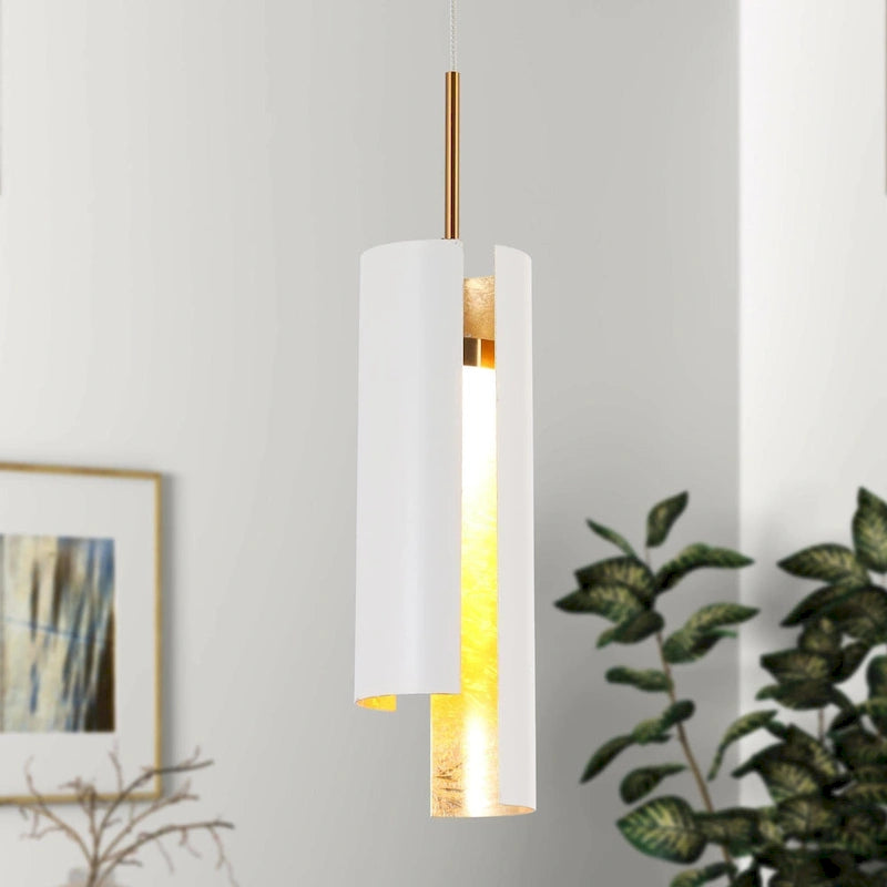 Suspension LED moderne en laiton doré noir à une lumière pour îlot de cuisine - 3 x 3 x 14,3