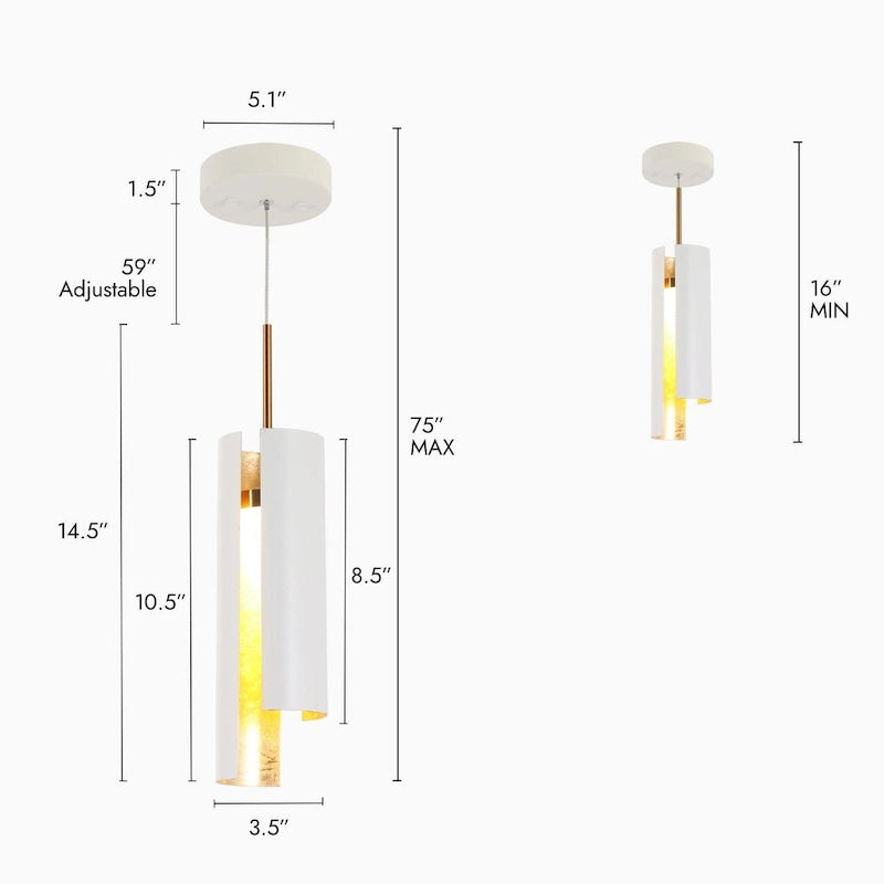 Suspension LED moderne en laiton doré noir à une lumière pour îlot de cuisine - 3 x 3 x 14,3