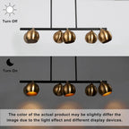 Lustre linéaire moderne à 6 lumières noir et or, style glamour, en métal, idéal pour une salle à manger - L31 x l5,5 x H13,5