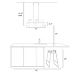 Lustre linéaire moderne à 6 lumières noir et or, style glamour, en métal, idéal pour une salle à manger - L31 x l5,5 x H13,5