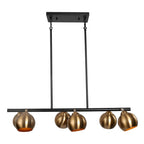 Lustre linéaire moderne à 6 lumières noir et or, style glamour, en métal, idéal pour une salle à manger - L31 x l5,5 x H13,5