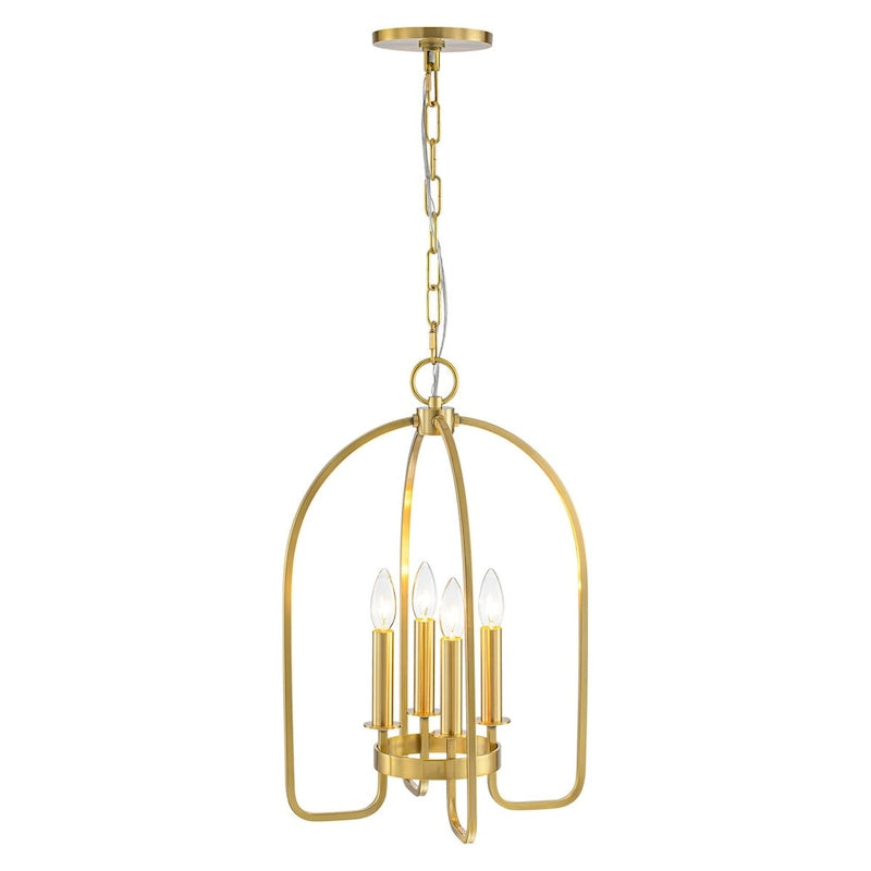 Suspension moderne industrielle dorée à 4 lumières, style lanterne traditionnelle pour îlot de cuisine - 35,8 cm (L) x 54,4 cm (H)