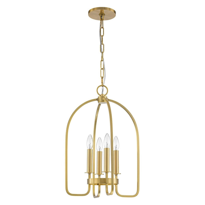 Suspension moderne industrielle dorée à 4 lumières, style lanterne traditionnelle pour îlot de cuisine - 35,8 cm (L) x 54,4 cm (H)