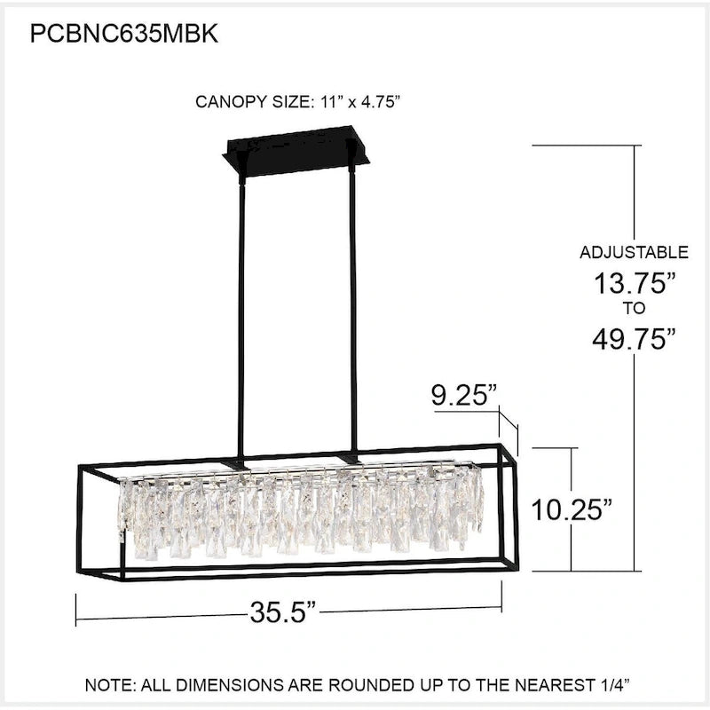 Éclairage îlot à DEL intégré Brillance noir mat