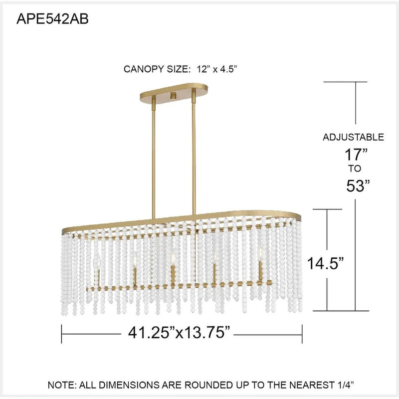 Applique murale Apelle à 5 lumières en laiton vieilli pour îlot central