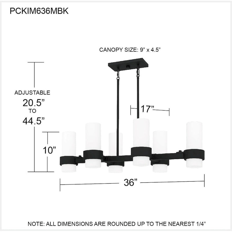Kimora 6-Light Noir mat îlot
