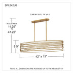 Applique murale spirale dorée à 5 lumières pour îlot de lumière