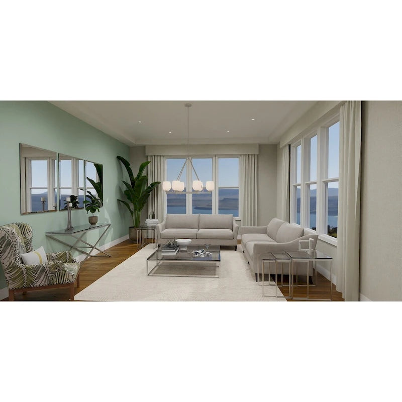 Luminaire îlot Penning à 6 lumières en nickel brossé