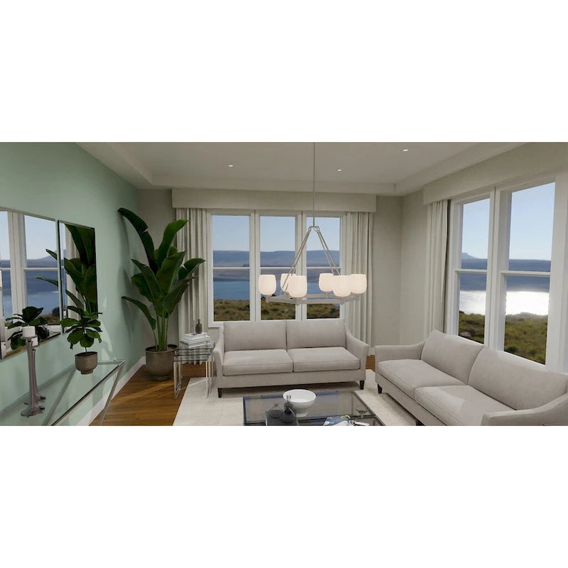 Luminaire îlot Penning à 6 lumières en nickel brossé