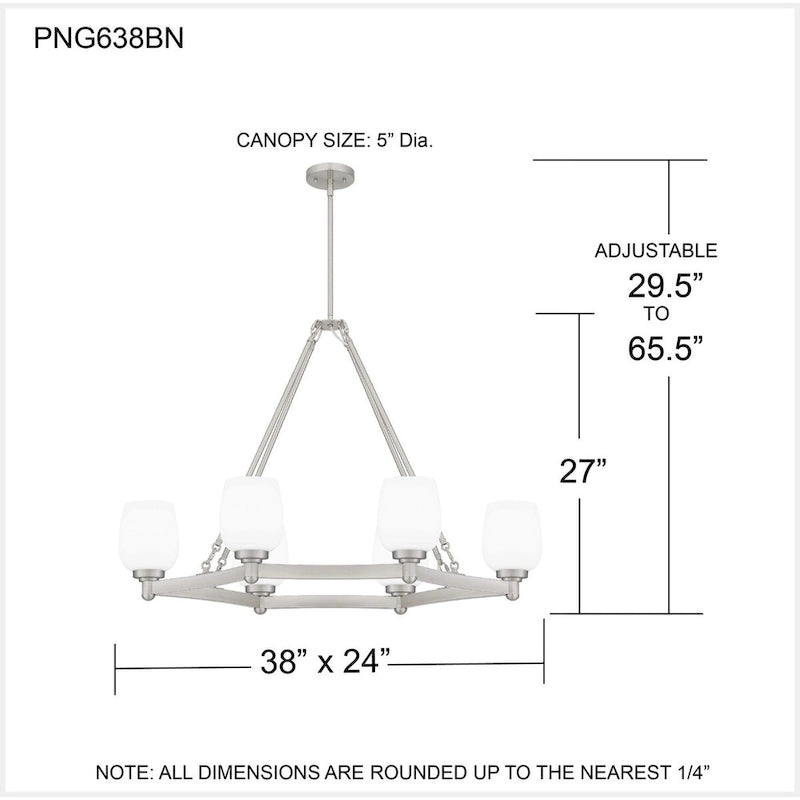 Luminaire îlot Penning à 6 lumières en nickel brossé