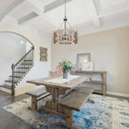 Lustre rustique à 4 lumières en bois massif, style cage de tambour, pour cuisine, salle à manger ou hall d'entrée - 51 cm de diamètre x 57 cm de hauteur