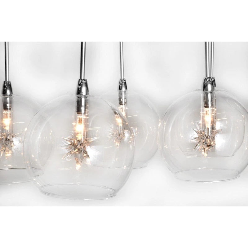 Suspension linéaire chromée Starburst à 8 lumières en métal