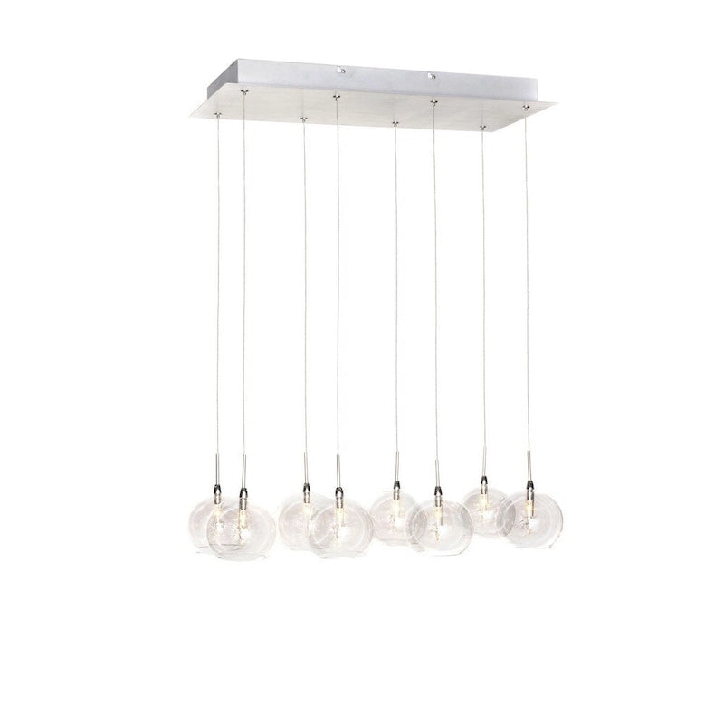Suspension linéaire chromée Starburst à 8 lumières en métal