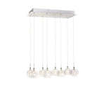 Suspension linéaire chromée Starburst à 8 lumières en métal