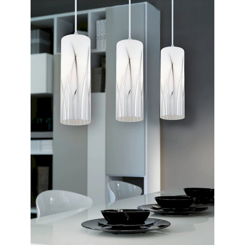 Eglo Rivato 3-light Chrome Multi Light Pendant with White and Chrome Dcor