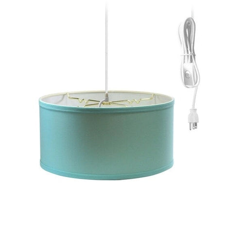 2 Light Swag Plug-In Pendant 14 w Island Paridise Blue with Diffuser, White Cord