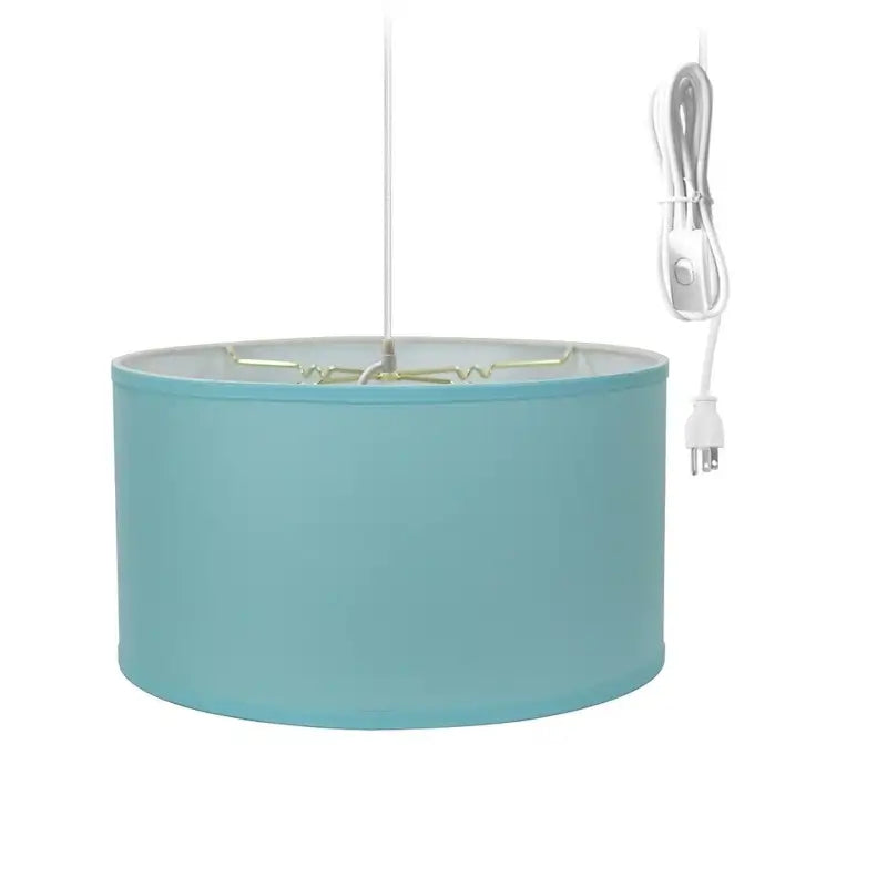 Suspension à brancher 2 lumières, 14 W, bleu paradis insulaire, avec diffuseur et cordon blanc.