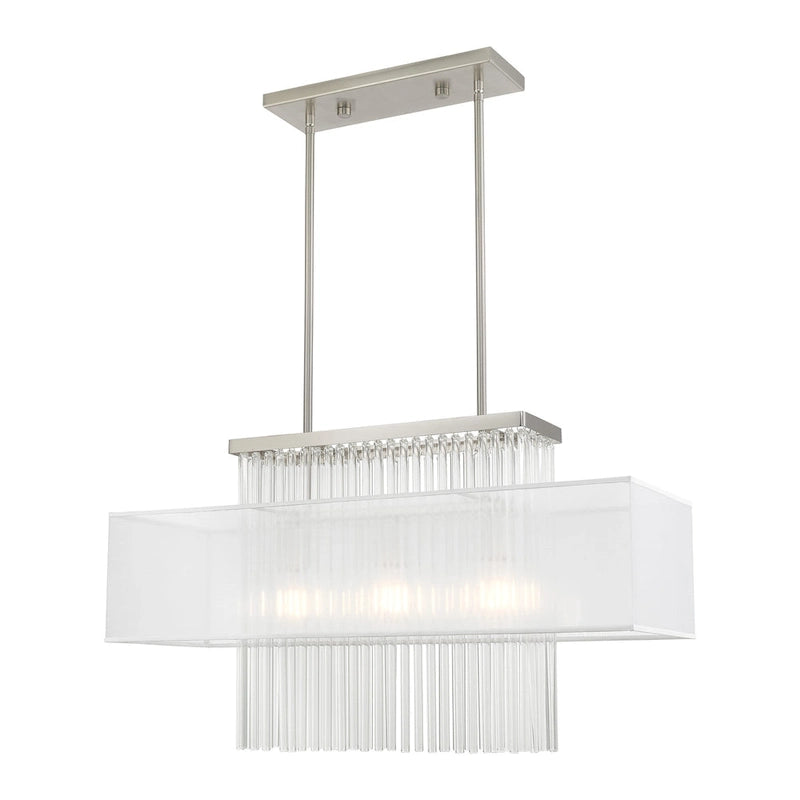 Livex Lighting 3-Light Linear Chandelier, 41143-91 - 30 L x 10 W x 26 -55 Adj. H