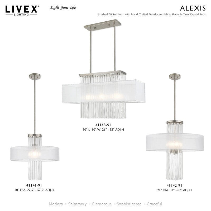 Lustre linéaire à 3 lumières Livex Lighting, 41143-91 - 30 cm L x 10 cm l x 26 cm H réglable