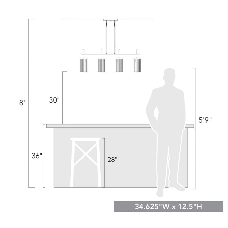 Copper Grove Luminaire suspendu linéaire à 4 lumières DeBruy